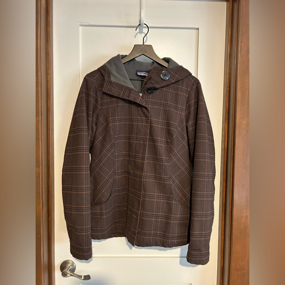 Patagonia Darya Plaid Fleece Lined Hooded Jacket Raven Windproof Size Large - Picture 5 of 10